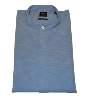 BOSS Regular-Fit Hemd  RACE aus angerauter Baumwolle mit Stehkragen blau 460