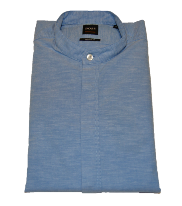 BOSS Regular-Fit Hemd  RACE aus angerauter Baumwolle mit Stehkragen blau 460 BOSS Regular-Fit Hemd  RACE aus angerauter Baumwolle mit Stehkragen blau 460