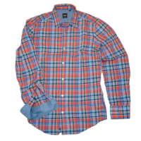 HUGO BOSS Kariertes Slim -Fit Baumwollhemd Ronny Farbe Orange karo 811 HUGO BOSS Kariertes Slim -Fit Baumwollhemd Ronny Farbe Orange karo 811 S