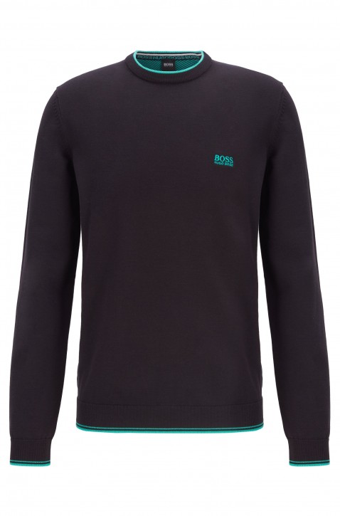 HUGO BOSS Pullover Rimex_W19 aus Baumwoll-Mix mit Rundhalsausschnitt und Kontrast-Details schwarz 001 HUGO BOSS Pullover Rimex_W19 aus Baumwoll-Mix mit Rundhalsausschnitt und Kontrast-Details schwarz 001