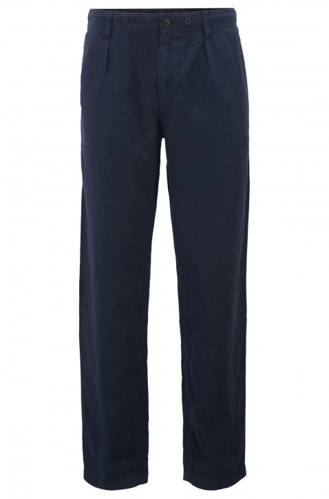 BOSS Tapered-Fit Hose SYMOON aus reinem Leinen mit Tunnelzugbund dunkelblau 404 BOSS Tapered-Fit Hose SYMOON aus reinem Leinen mit Tunnelzugbund dunkelblau 404