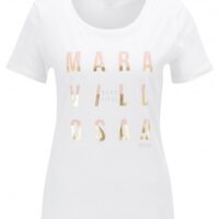 BOSS ORANGE Mixed-print Slogan T-Shirt TAPRINTY in gewaschener Baumwolle Jersey Farbe weiss 100 XS