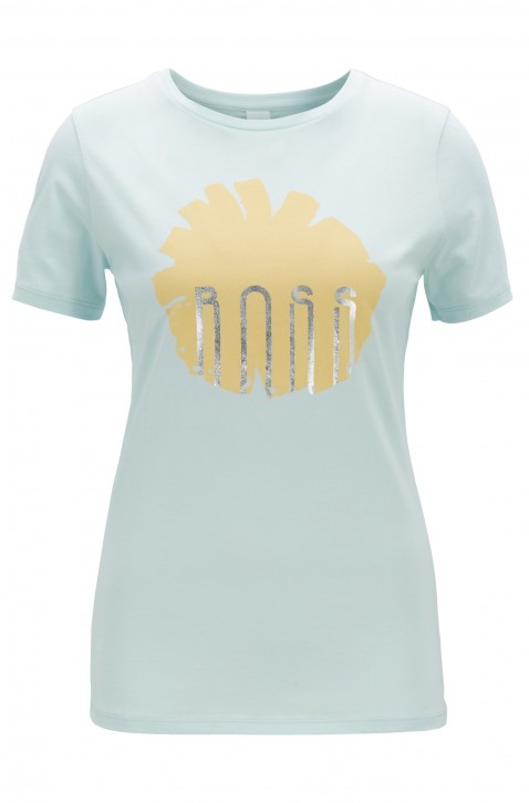 BOSS T-Shirt TEBLOSSOM aus Baumwolle mit Blumenprint und Folien-Detail grün 462 BOSS T-Shirt TEBLOSSOM aus Baumwolle mit Blumenprint und Folien-Detail grün 462