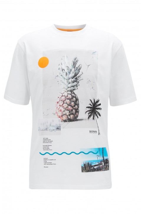 BOSS Relaxed-Fit T-Shirt  TEECHER 3 aus Baumwolle mit Grafik-Print weiss BOSS Relaxed-Fit T-Shirt  TEECHER 3 aus Baumwolle mit Grafik-Print weiss