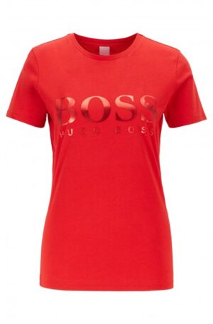 HUGO BOSS T-Shirt TEFOLL aus Baumwoll-Jersey mit Folien-Logo rot 622