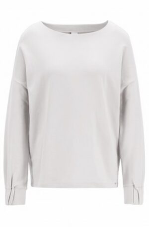 BOSS Relaxed-Fit Sweatshirt Teleisure aus Terry mit gerafften Bündchen weiss