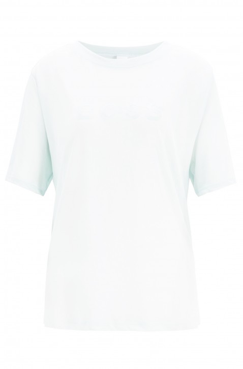 BOSS Oversized T-Shirt TISUMMER aus durchscheinendem Material-Mix mit Logo-Print weiss 100 BOSS Oversized T-Shirt TISUMMER aus durchscheinendem Material-Mix mit Logo-Print weiss 100