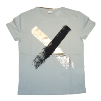 BOSS T-Shirt TEPAINT aus Baumwolle mit Kreuz-Print hellblau 417 BOSS T-Shirt TEPAINT aus Baumwolle mit Kreuz-Print hellblau 417