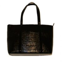 VALENTINO BY Mario Valentino Lack Shoppertasche SERENITY mit all over Valentino Logo schwarz