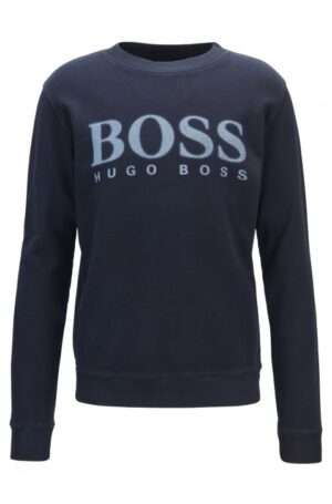 BOSS ORANGE Sweatshirt WALLKER aus French Terry mit Logo-Dessin dunkelblau 404 S