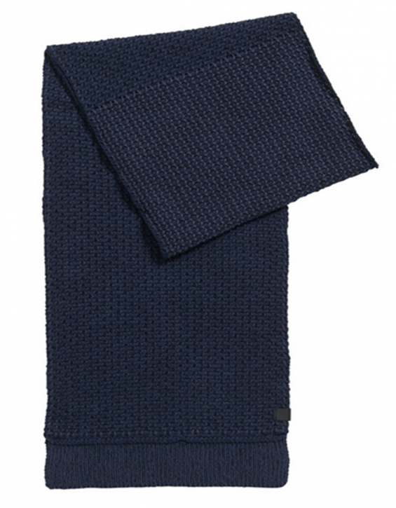 BOSS ORANGE Strukturierter Strickschal AKERZUM aus Baumwolle Farbe dunkelblau 404 BOSS ORANGE Strukturierter Strickschal AKERZUM aus Baumwolle Farbe dunkelblau 404