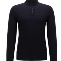BOSS ORANGE Rollkragenpullover ALMORE aus Baumwoll-Mix mit Wolle Farbe dunkelblau 404 M