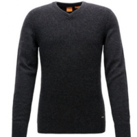 BOSS ORANGE Regular-Fit Pullover AMIDRAS aus Baumwoll-Mix mit Wolle Farbe dunkelgrau 022 S