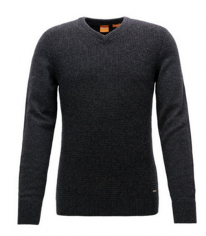 BOSS ORANGE Regular-Fit Pullover AMIDRAS aus Baumwoll-Mix mit Wolle Farbe dunkelgrau 022 S