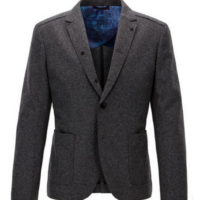 BOSS ORANGE Slim-Fit Sakko BECKS aus Schurwolle mit offenen Kanten Farbe dunkelgrau 022 48