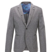 BOSS ORANGE Slim-Fit Sakko BECKS aus Schurwolle mit offenen Kanten Farbe grau 051 48