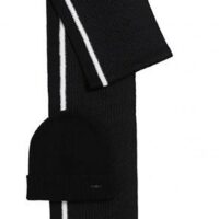 BOSS Geschenk-Set Marros Set 01 mit Schal und Mütze aus zweifarbiger Schurwolle Farbe schwarz 001