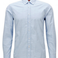 BOSS ORANGE Slim-Fit Hemd EPREPPY aus melierter Baumwolle Farbe hellblau 460 M