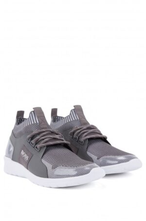 BOSS Sneakers Extreme_Runn_knit aus Material-Mix mit Schnürung grau 050 42