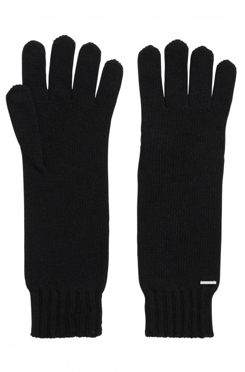 BOSS Lange Strick-Handschuhe GAMARU mit metallener Logo-Applikation BOSS Lange Strick-Handschuhe GAMARU mit metallener Logo-Applikation