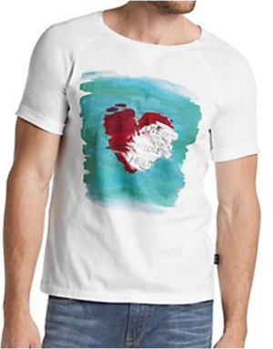 HUGO BOSS BLACK T-SHIRT HIM & HERE LOVE SHIRTS  FARBE 100 WEISS
