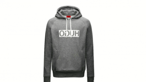 HUGO Kapuzenpullover D/unisex aus Baumwoll-Mix mit spiegelverkehrtem Logo Farbe grau 036 S