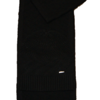 HUGO Gestricktes Jacquard  ZANTA SET mit Schal und Mütze aus Schurwolle Farbe schwarz 001