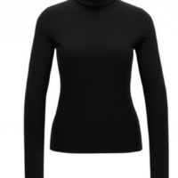 BOSS ORANGE Slim-Fit Rollkragen Pullover IDDYANA aus Baumwoll-Mix mit Seide Farbe schwarz 001 S