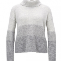 BOSS ORANGE Relaxed-Fit Rollkragenpullover ILKE aus Material-Mix mit Alpaka und Wolle im Colour Block Design Farbe grau 032 S