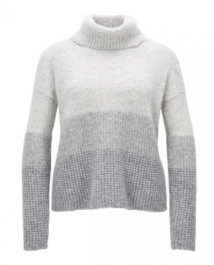 BOSS ORANGE Relaxed-Fit Rollkragenpullover ILKE aus Material-Mix mit Alpaka und Wolle im Colour Block Design Farbe grau 032 S