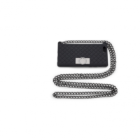 O. JACKY Umhängetasche KATE für das iPhone 6 S & iPhone 6 - Handytasche zum Umhängen Farbe black case graphite chain . Mit Display-, Kamera- & Mikrofon Zugang