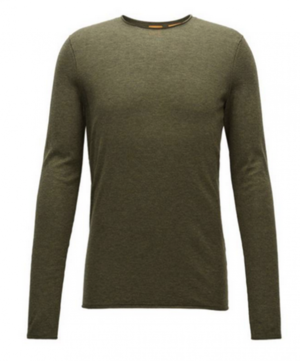 BOSS ORANGE Slim-Fit Pullover Kamiro aus Baumwolle mit Kaschmir-Effekt Farbe dunkelgrün 309 M