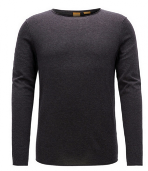 BOSS ORANGE Slim-Fit Pullover KAMIRO aus Baumwolle mit Kaschmir-Effekt Farbe dunkelgrau 022 M