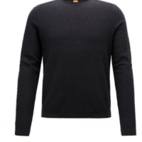 BOSS ORANGE Pullover Korasos Regular-Fit Pullover aus strukturiertem Baumwoll-Mix mit Schurwolle Farbe dunkelgrau 022 S