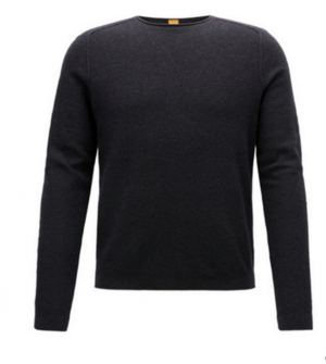 BOSS ORANGE Pullover Korasos Regular-Fit Pullover aus strukturiertem Baumwoll-Mix mit Schurwolle Farbe dunkelgrau 022 S