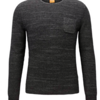 BOSS ORANGE Regular-Fit Pullover KUTASK aus zweifarbigem Baumwoll-Mix mit Alpaka und Schurwolle Farbe schwarz  001 S
