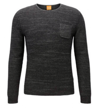 BOSS ORANGE Regular-Fit Pullover KUTASK aus zweifarbigem Baumwoll-Mix mit Alpaka und Schurwolle Farbe schwarz  001 S