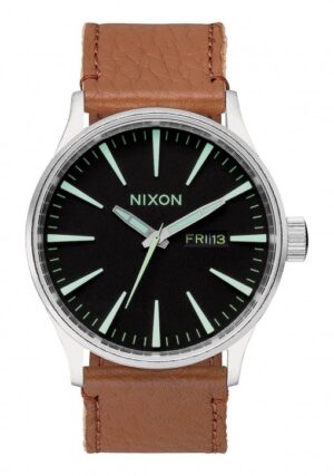 NIXON Sentry Leather 42 mm Farbe black saddle