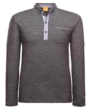 BOSS ORANGE LANGARM POLO PATCHERMANN 1 FARBE SCAHWARZ 003 S