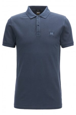 BOSS ORANGE Slim-Fit Poloshirt Prime aus gewaschenem Baumwoll-Piqué dunkelblau 402 M