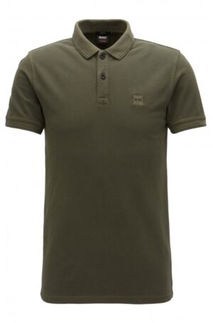 BOSS ORANGE Slim-Fit Poloshirt Prime aus gewaschenem Baumwoll-Piqué dunkelgrün 302 M