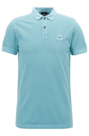 BOSS ORANGE Slim-Fit Poloshirt Prime aus gewaschenem Baumwoll-Piqué türkis 442 M