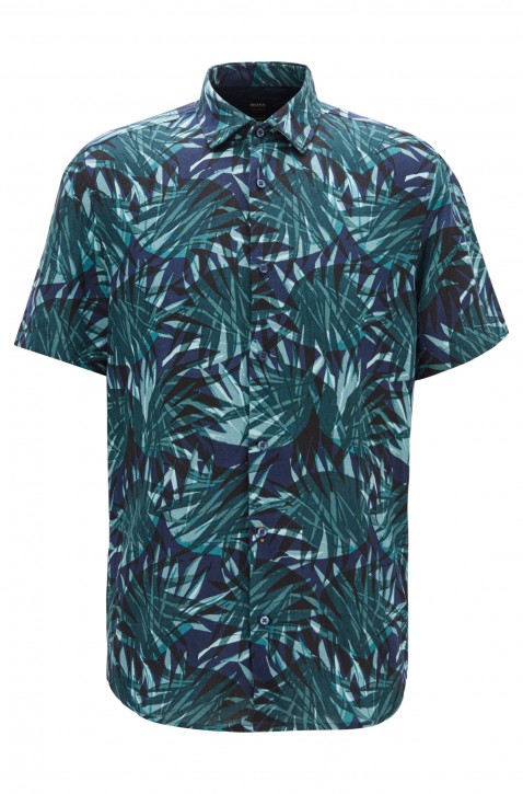 BOSS Regular-Fit Hemd RASH aus Leinen-Mix mit Blätter-Print BOSS Regular-Fit Hemd RASH aus Leinen-Mix mit Blätter-Print