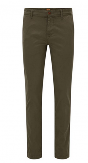 BOSS ORANGE Schino-Slim1-D  Slim-Fit Chino aus angerauter Stretch-Baumwolle Farbe dunkelgrün 309 31/32