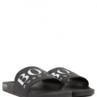 BOSS Bade-Slipper SOLAR_SLIDE_LOGO aus Material-Mix mit Boss Logo schwarz 002 41