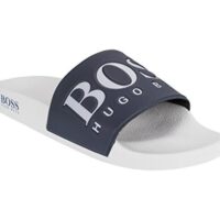 BOSS Bade-Slipper SOLAR_SLIDE_LOGO aus Material-Mix mit Boss Logo blau 060 41