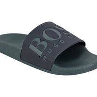 BOSS Bade-Slipper SOLAR_SLIDE_LOGO aus Material-Mix mit Boss Logo dunkelgrün 340 41