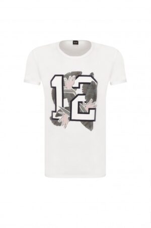BOSS Relaxed-Fit T-Shirt Tarit 5 aus Baumwoll-Jersey mit Grafik-Print weiss 101 M