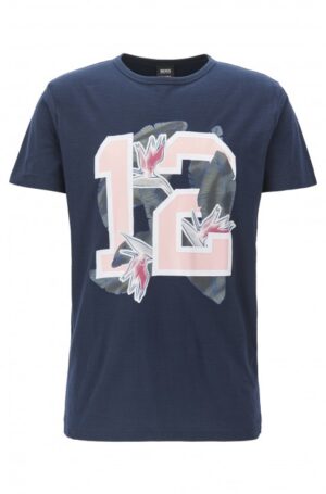 BOSS Relaxed-Fit T-Shirt Tarit 5 aus Baumwoll-Jersey mit Grafik-Print DUNKELBLAU 404 M