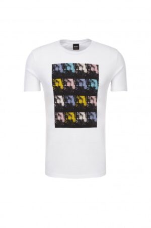 BOSS Regular-Fit T-Shirt Tarjo 2 aus Baumwoll-Jersey mit Palmen-Print weiss 100 M
